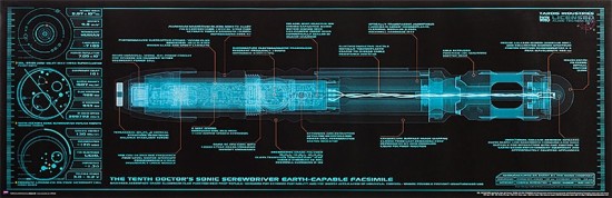 Doctor Who 10th Doctor's Sonic Screwdriver Blueprint Poster