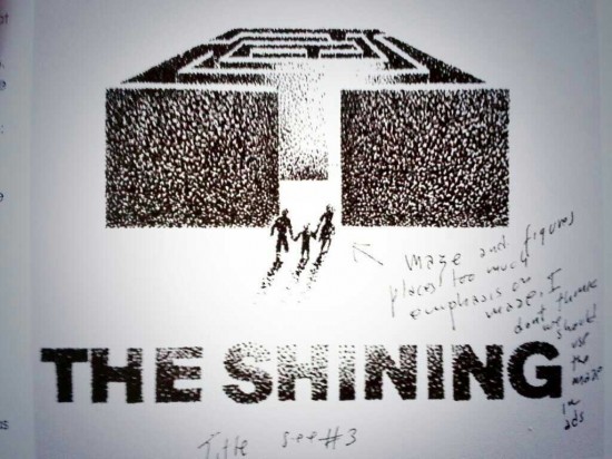 Concept poster for THE SHINING by Saul Bass, complete with handwritten notes by Kubrick