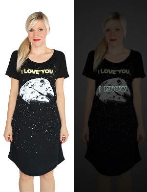 I Love You/I Know Star Wars nightshirt with hidden glow-in-the-dark message