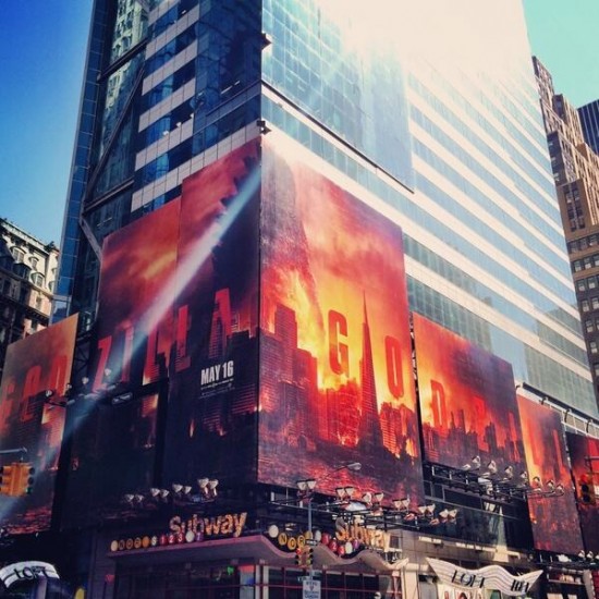 Godzilla in Times Square! Epic billboard on 42nd