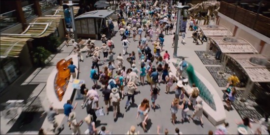 Havoc at Jurassic World's downtown district.