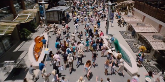 Havoc at Jurassic World's downtown district.