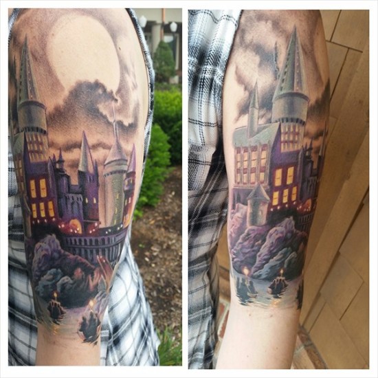 Hogwarts Sleeve Tattoo