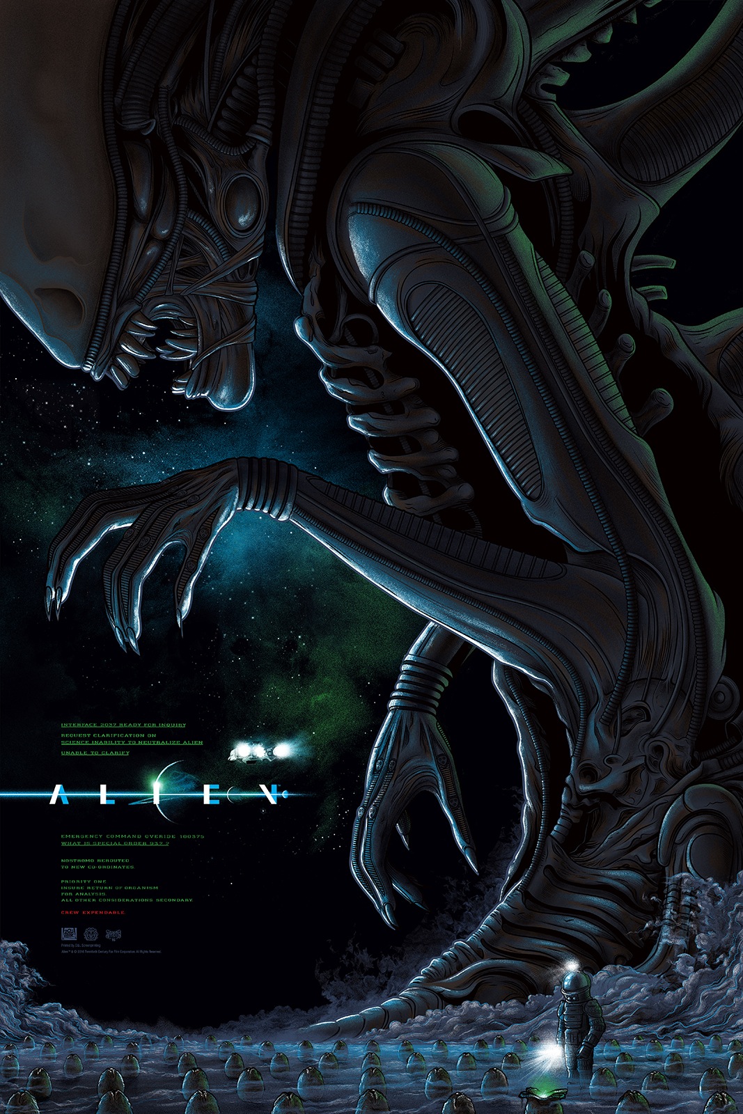 "Alien" by Mike Saputo, Edition of 225 (Regular), 24"x36" Screen Print, Printed by D&L Screenprinting: $45 