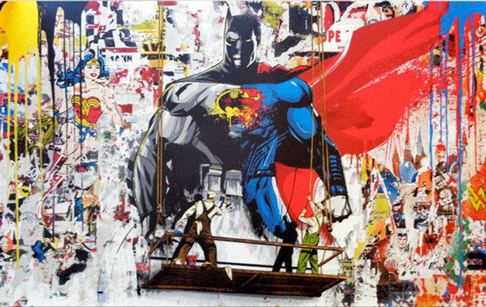 Mr. Brainwash Batman and Superman Print