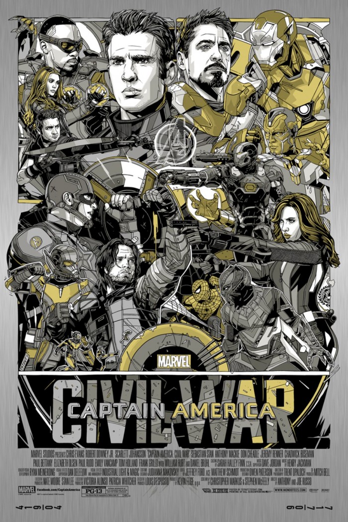 captain america civil war mondo poster metal variant