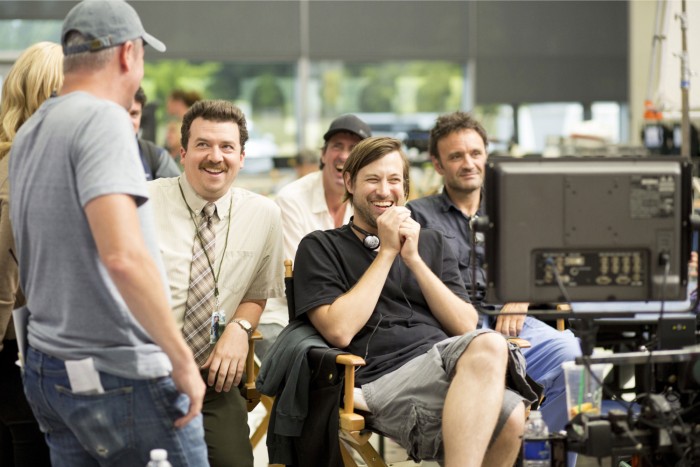 danny mcbride and david gordon green on set