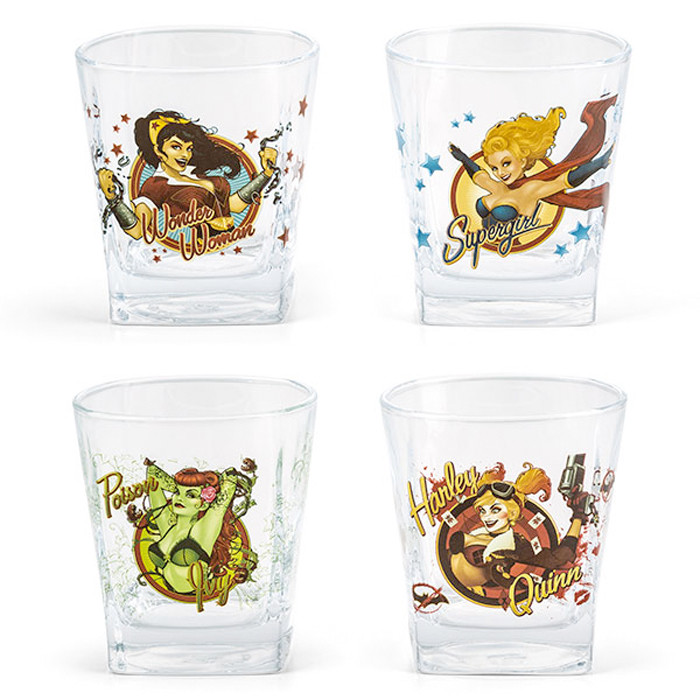 DC Bombshells Rocks Glass