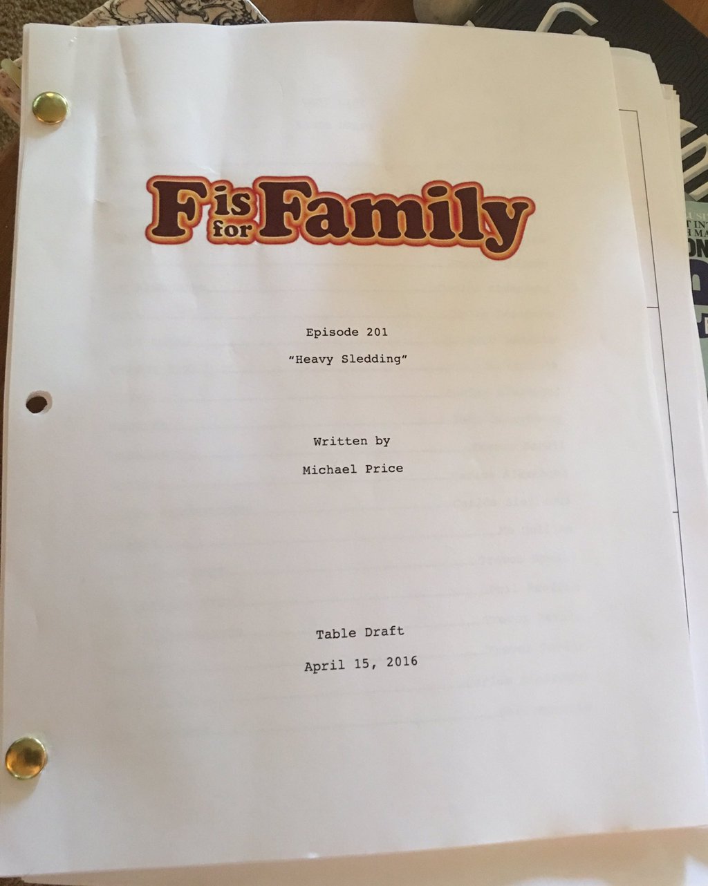 f is for family table read
