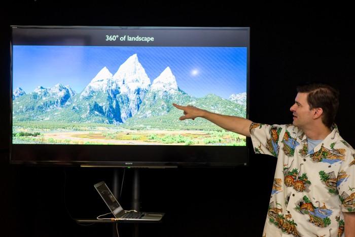 THE GOOD DINOSAUR - Sets Supervisor David Munier presents at the Long Lead Press Days at Pixar Studios in Emeryville, CA. on October 2, 2015. Photo by Marc Flores. ©2015 Disney•Pixar. All Rights Reserved.