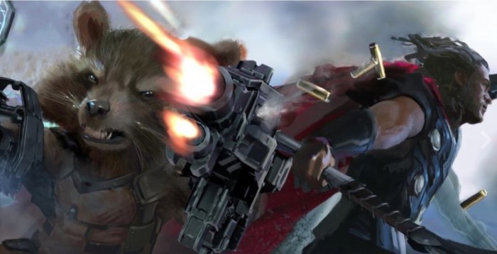 infintiy war concept art rocket and Thor