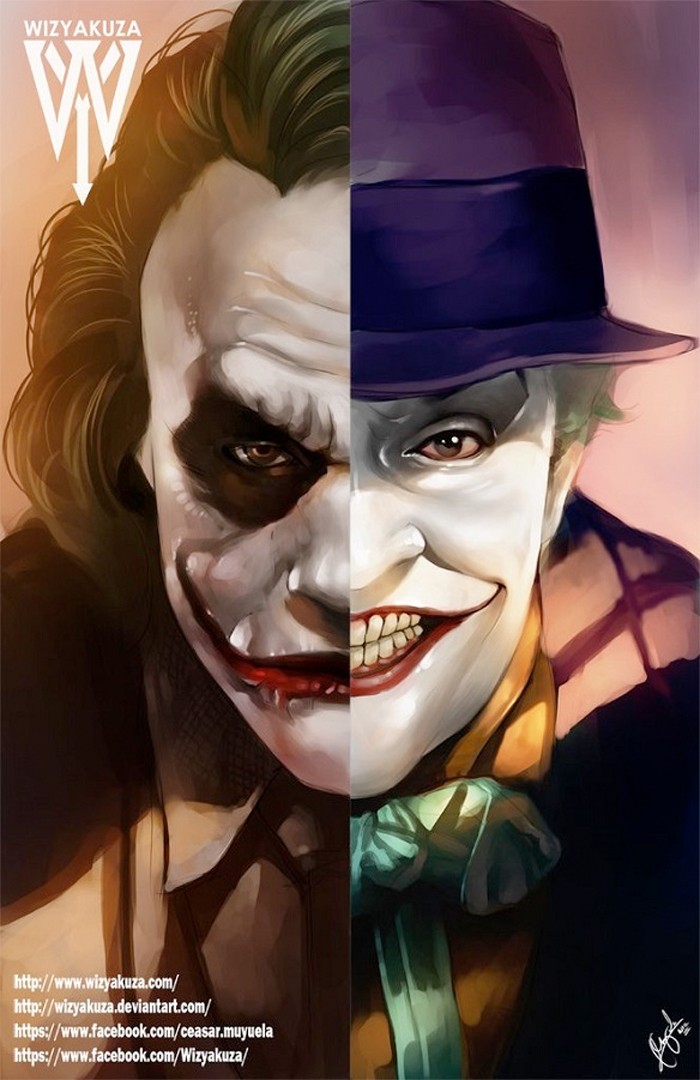 The Joker Split Print - Jack Nicholson and Heath Ledger