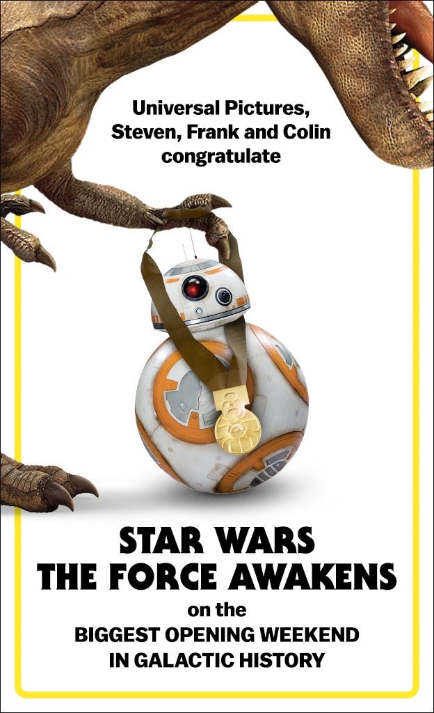 Jurassic World Congratulates Star Wars