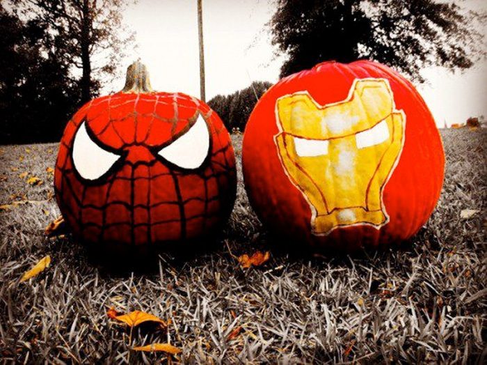 Spider-Man and Iron Man Pumpkins