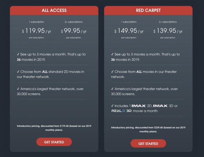 New MoviePass Yearly Plans