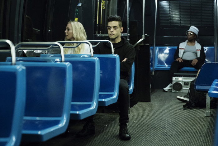 MR. ROBOT -- "eps3.0_power-saver-mode.h" Episode 301 -- (Pictured: (l-r) Portia Doubleday as Angela Moss, Rami Malek as Elliot Alderson -- (Photo by: Peter Kramer/USA Network)