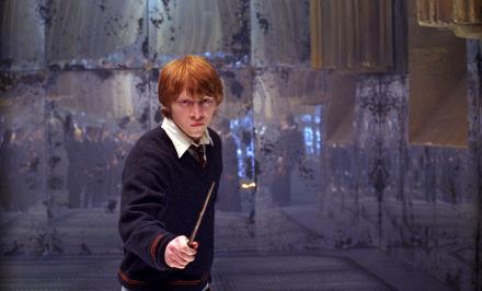 Ron readies his Wand