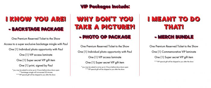 Pee-wee's Big Adventure Tour - VIP Packages