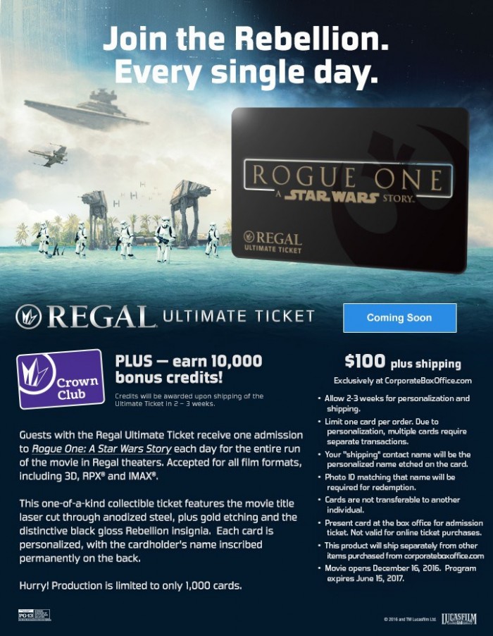 regal rogue one ultimate ticket