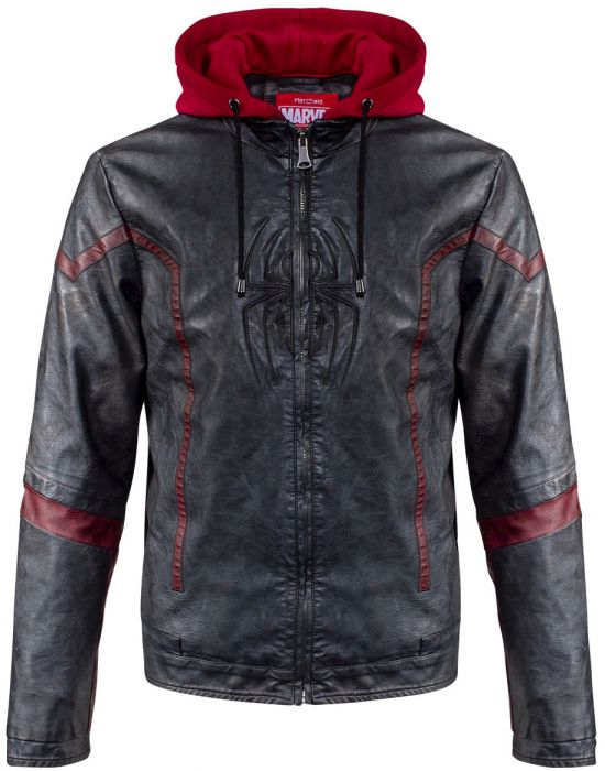 Spider-Man Faux Leather Hoodie Jacket