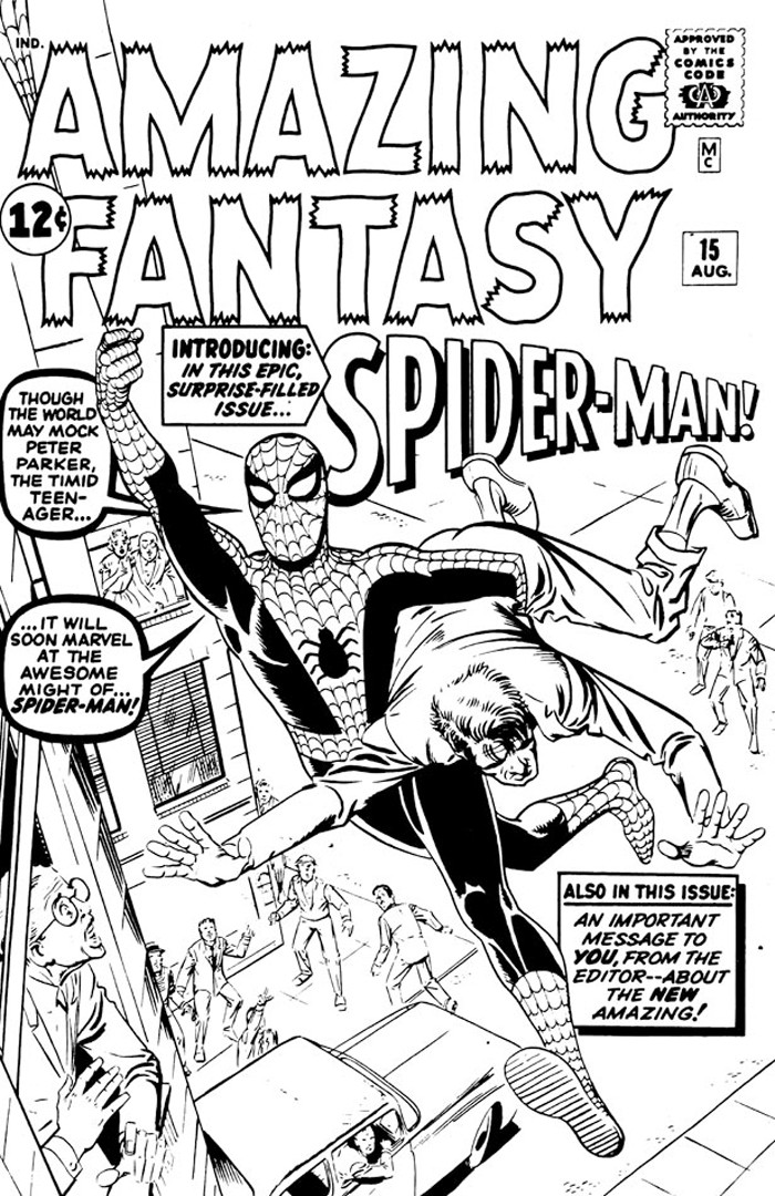 spiderman-rejectedcover-blackandwhite