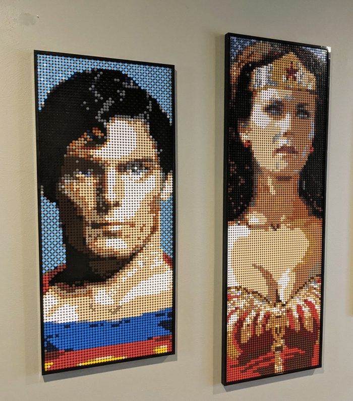 Superman and Wonder Woman LEGO Art Mosaic