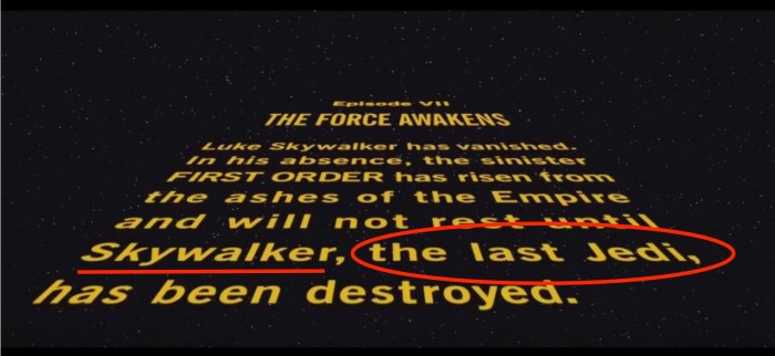 the last jedi in the force awakens opening scroll