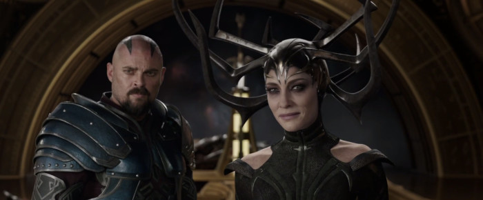Thor Ragnarok - Cate Blanchett and Karl Urban as Hela and Skurge