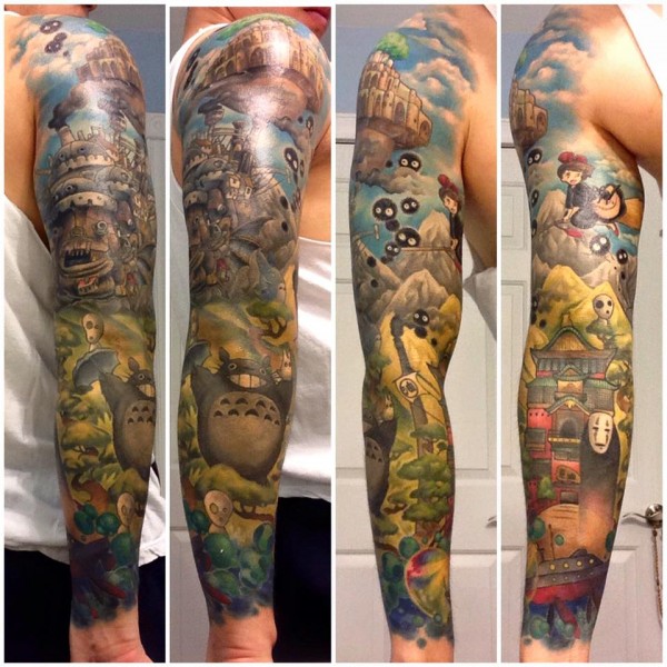 Studio Ghibli Full Sleeve Tattoo