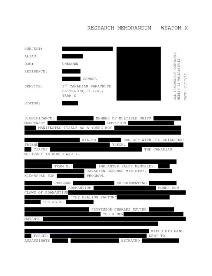 Redacted X-Men Document