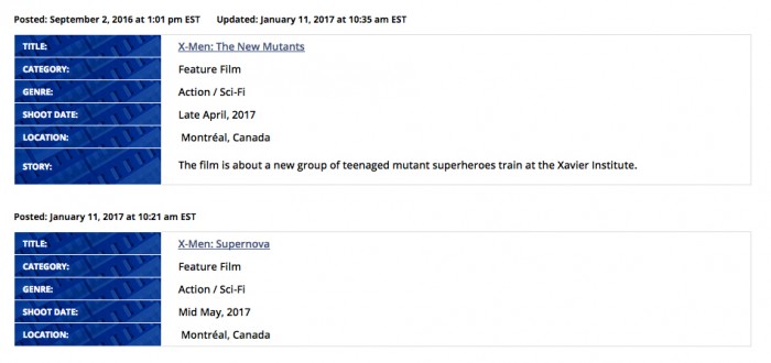 X-Men Supernova Production